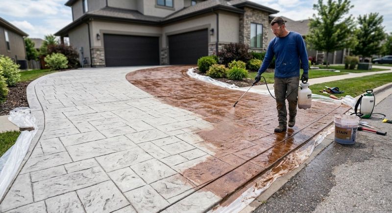 Driveway Concrete Staining in Frisco, TX